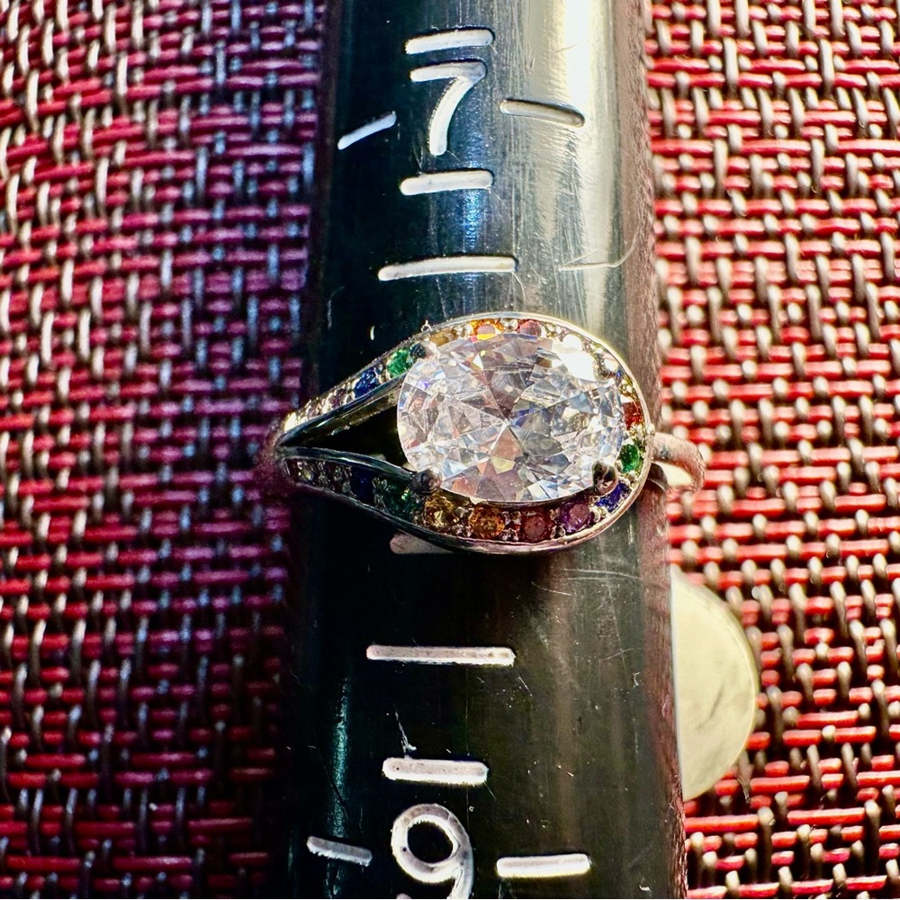 Fragrant Jewels Silver Ring with Rainbow Accents